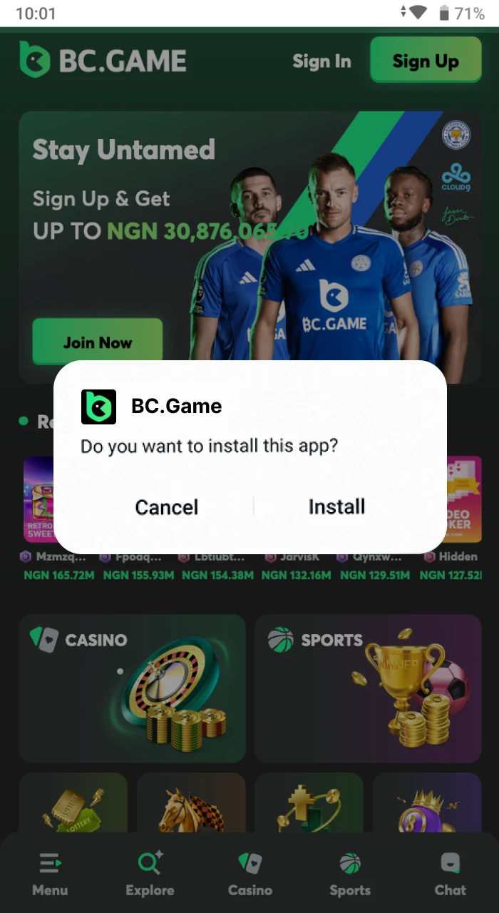After clicking the button, the setup process will begin automatically.