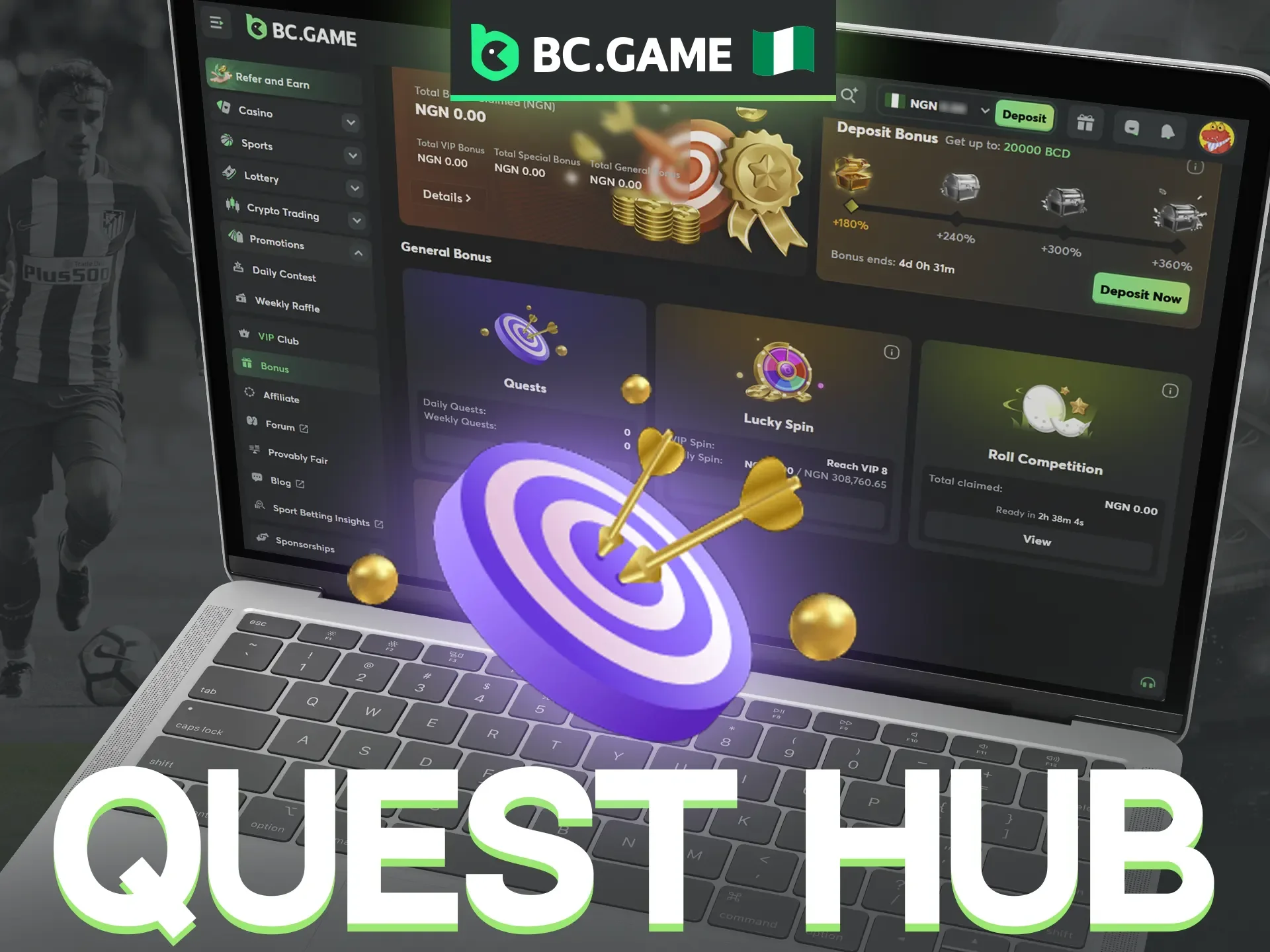 Add some adventure to your gaming with the BC Game Quest Hub rewards.