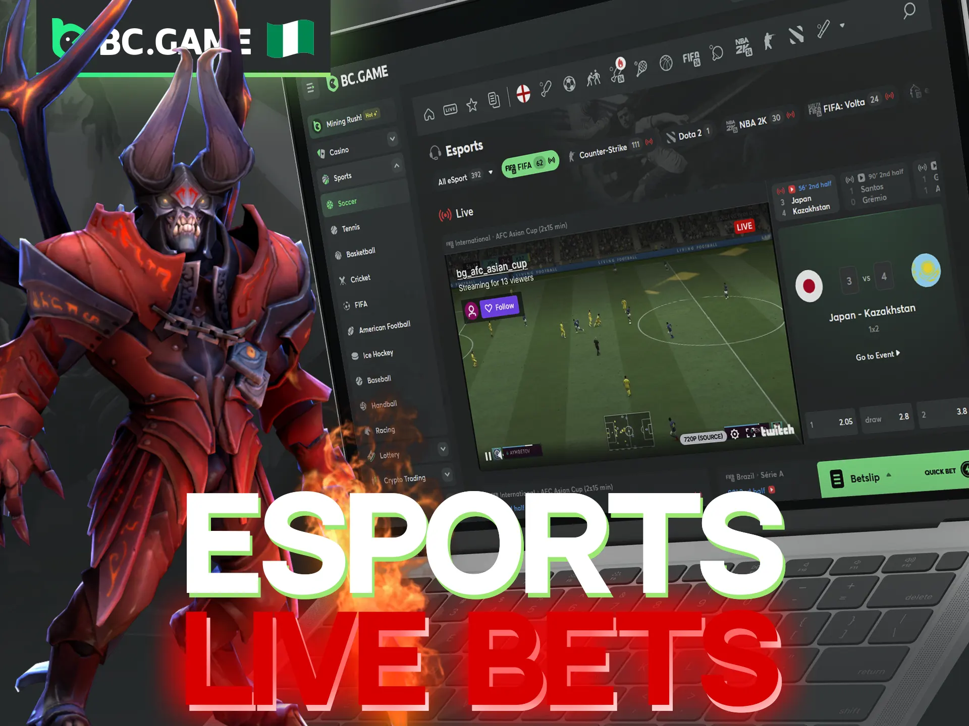 Experience the adrenaline of real-time eSports wagering with BC Game.