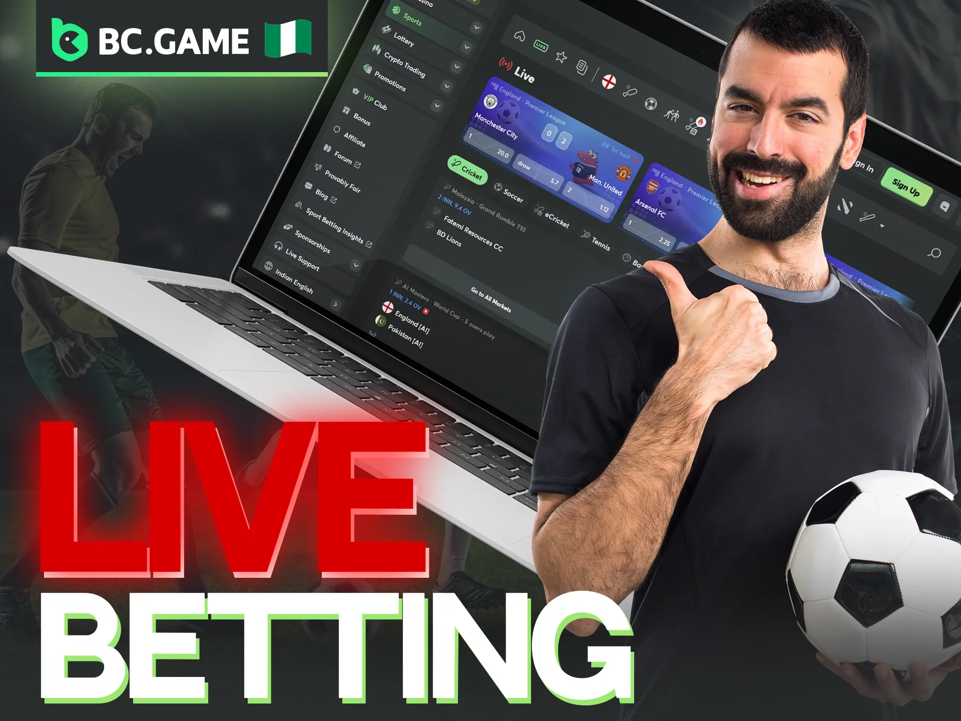 Nigerian bettors have full access to all our live betting features.