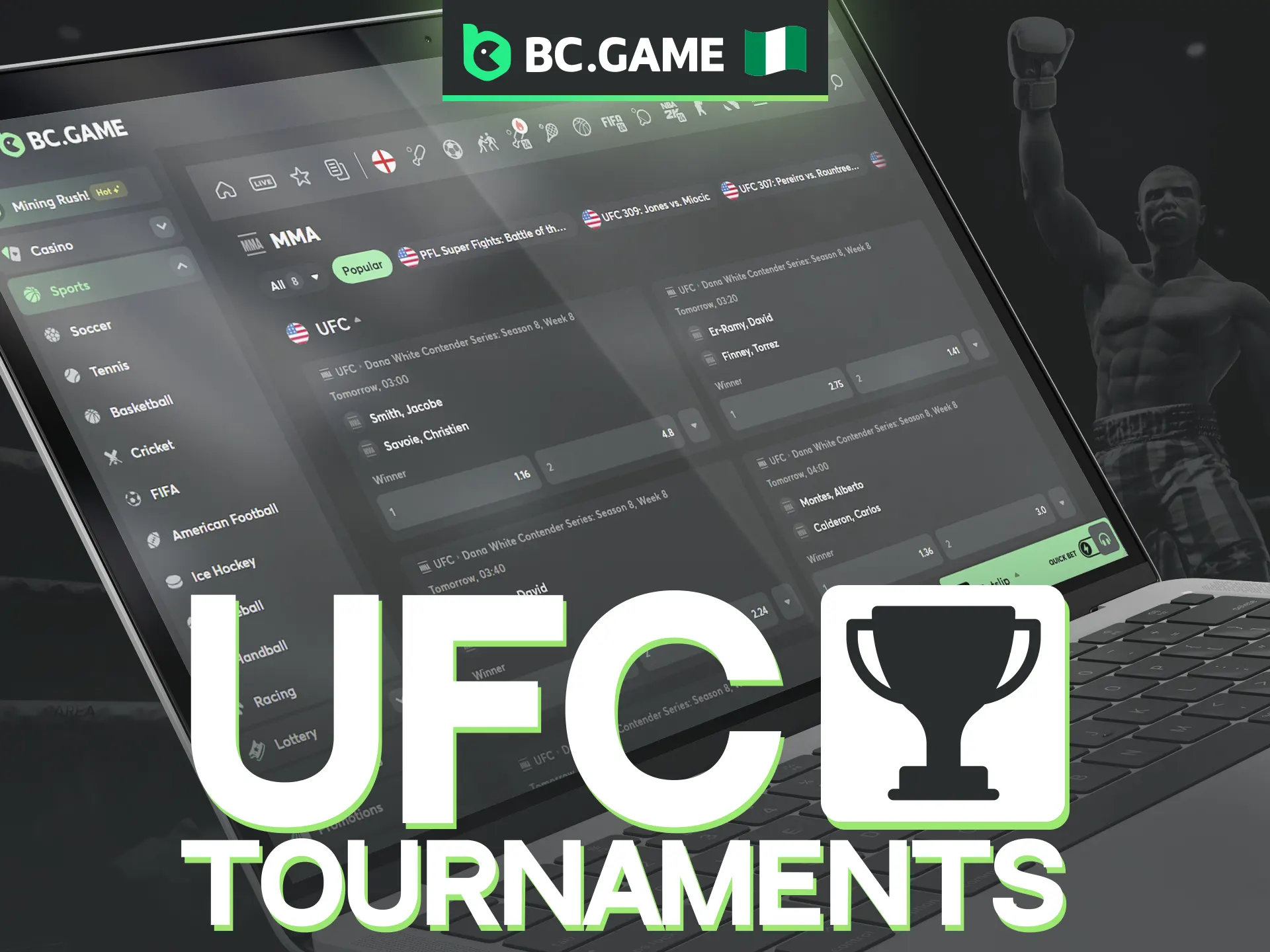 We host a wide array of premier tournaments; simply sign up to unlock the complete list of available fights.