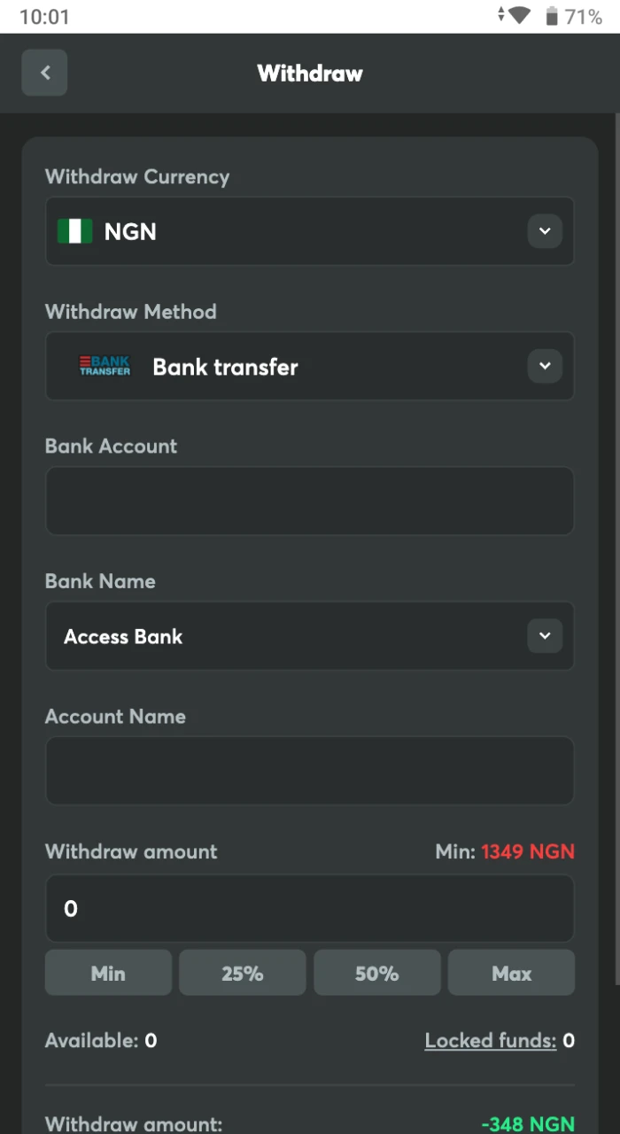 Access your BC Game wallet to initiate the payout process.