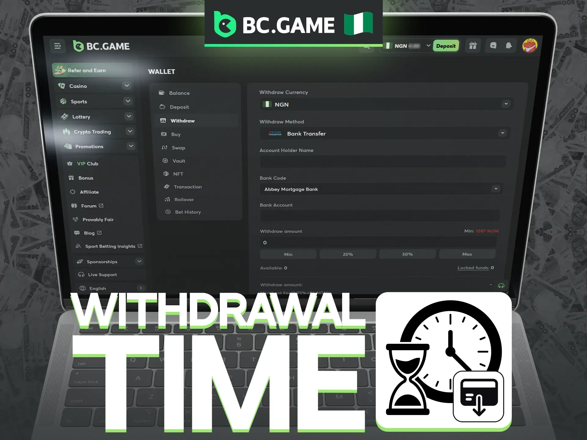 You have the freedom to request a withdrawal from BC Game at any time.