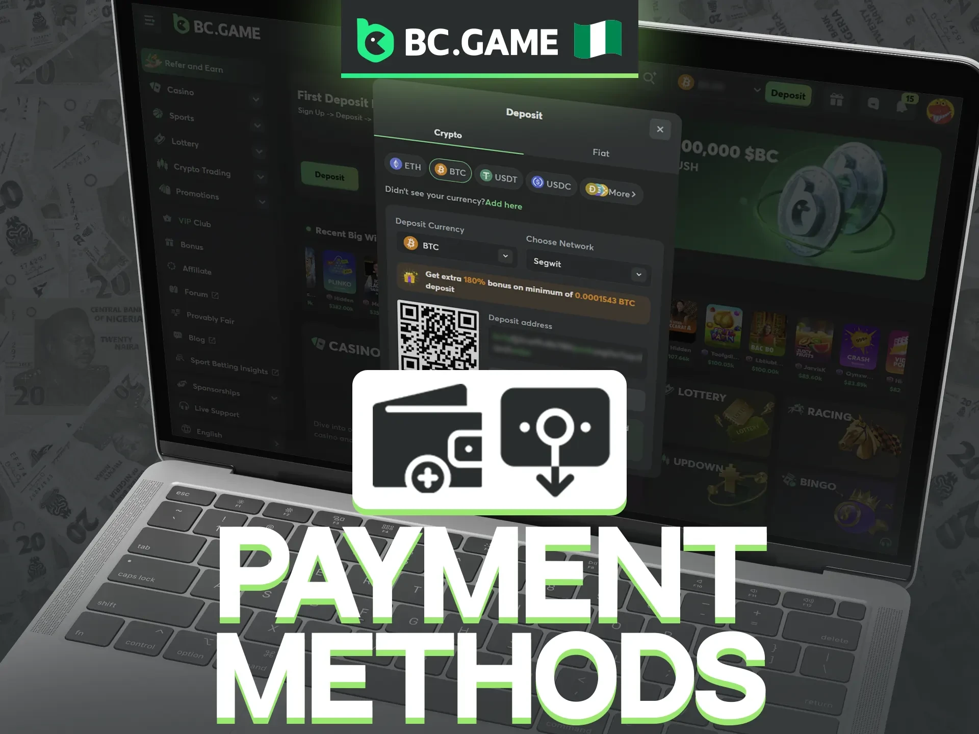 BC Game supports a vast range of payment and withdrawal options.
