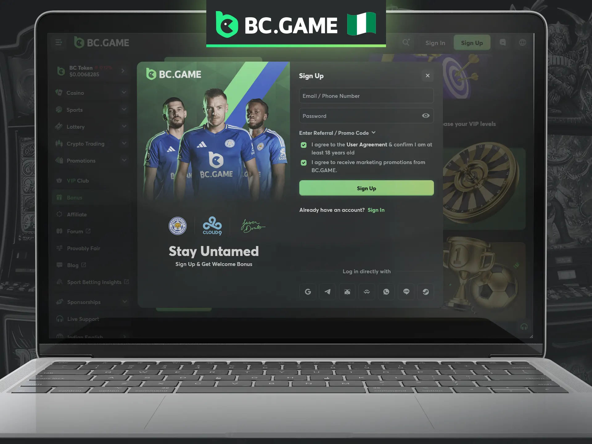 Registration is required before you can jump into Baccarat games at BC Game.