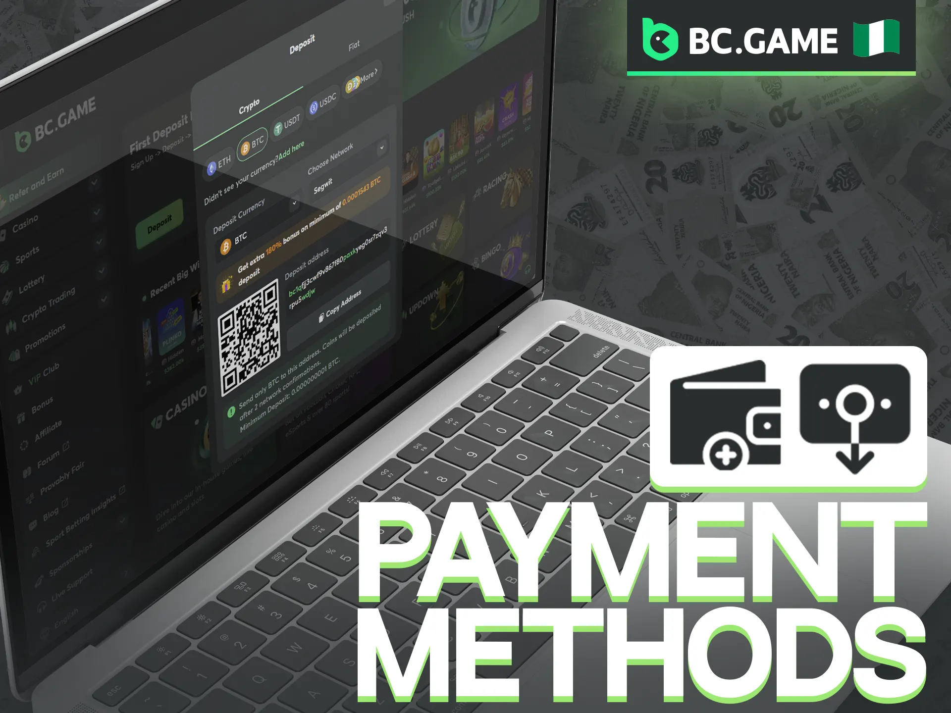 Handle your deposits and withdrawals effortlessly at BC Game.