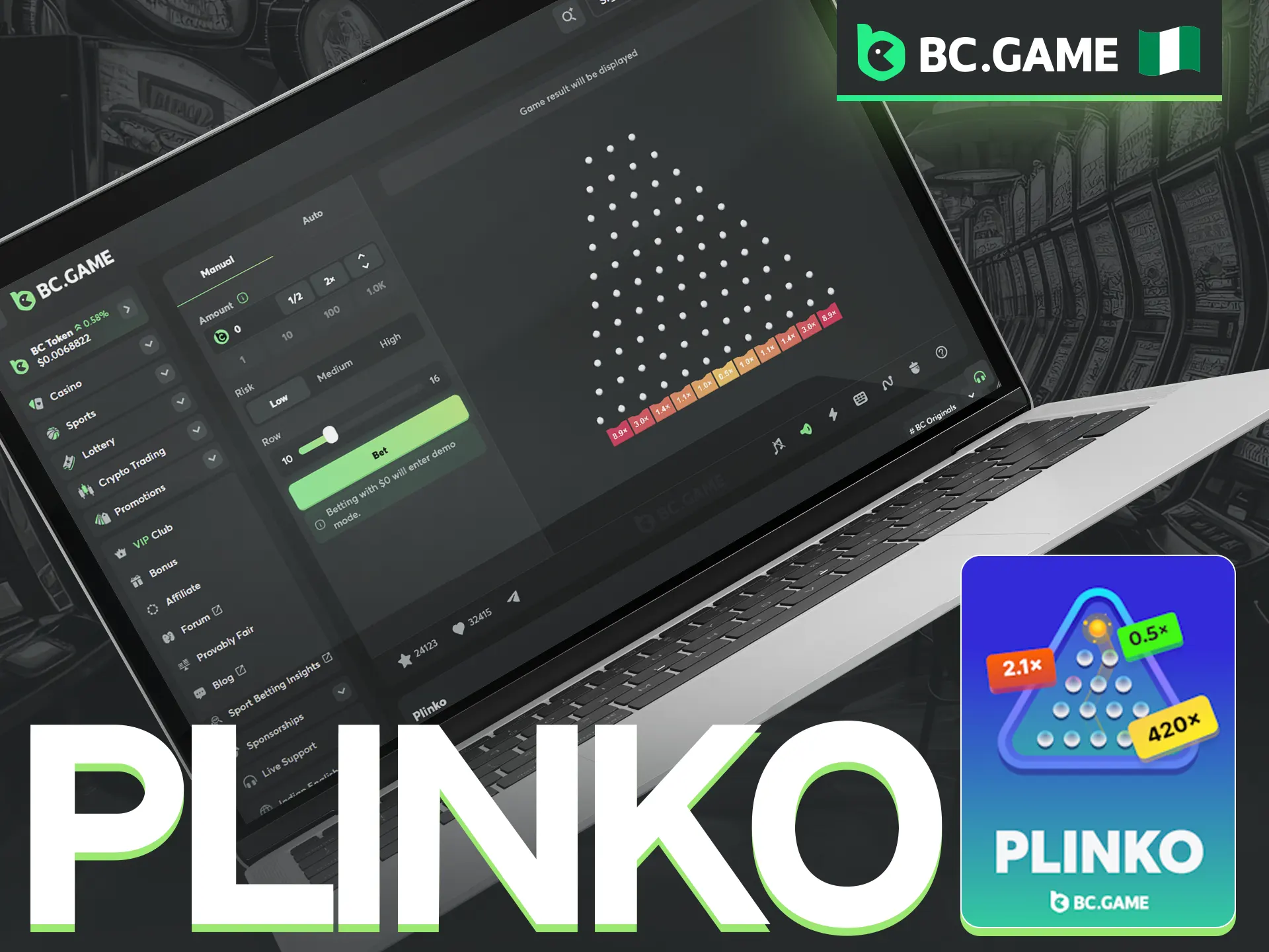 Experience the effortless fun of Plinko at BC Game.