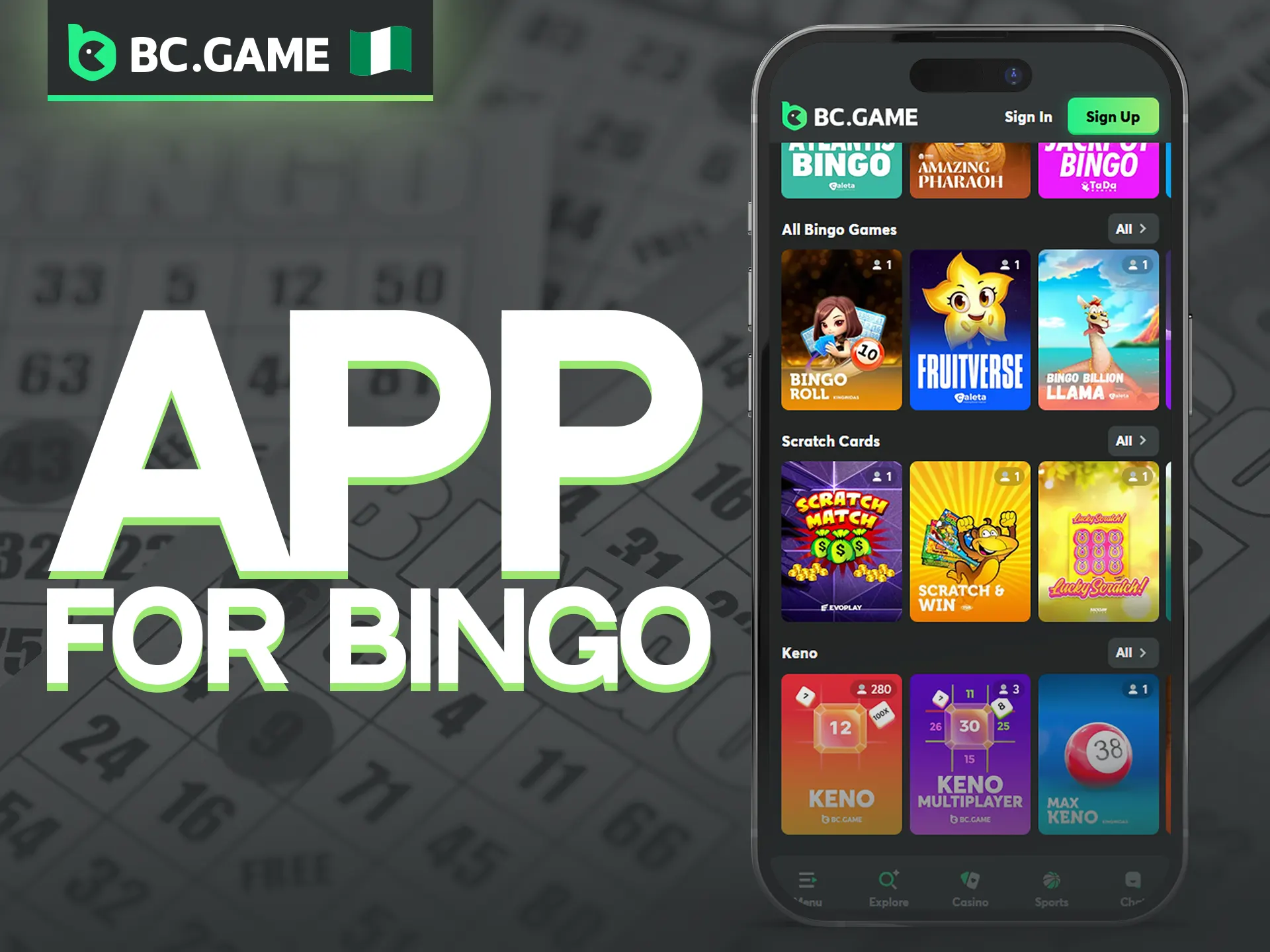 BC Game has a mobile app for bingo games.