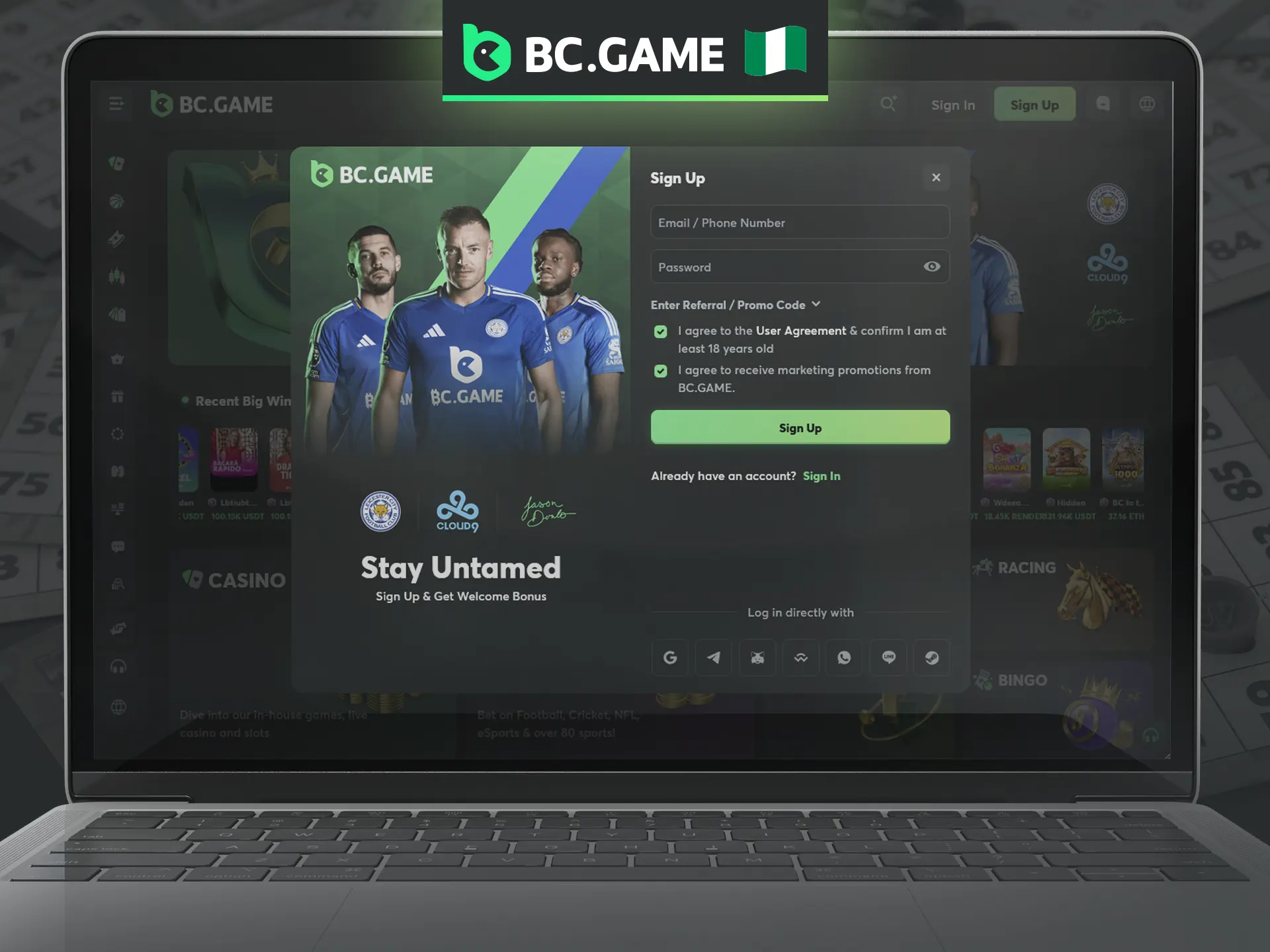 A registered BC Game account is required before you can start playing bingo.