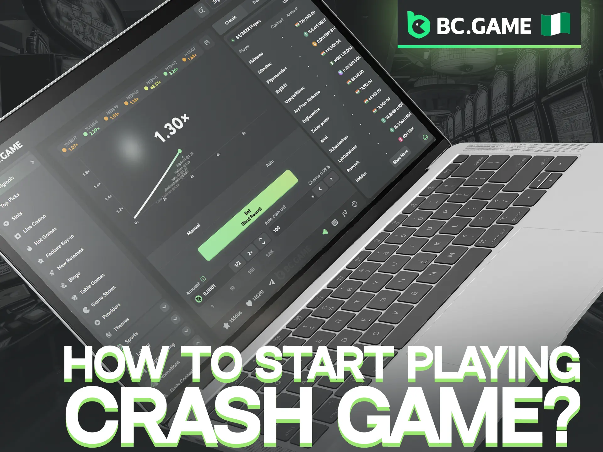 Launching your first session of Crash at BC Game is straightforward.