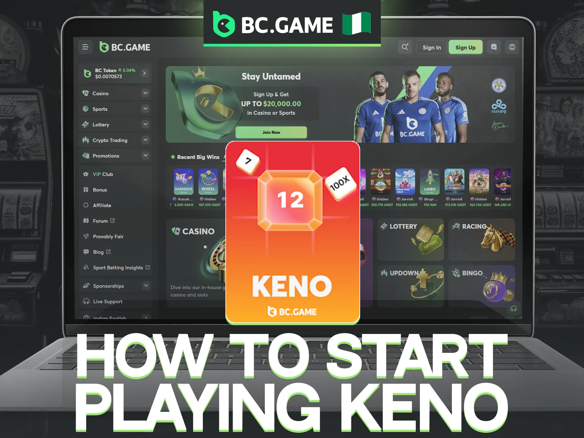 Joining a game of Keno on the BC Game platform is an effortless process.