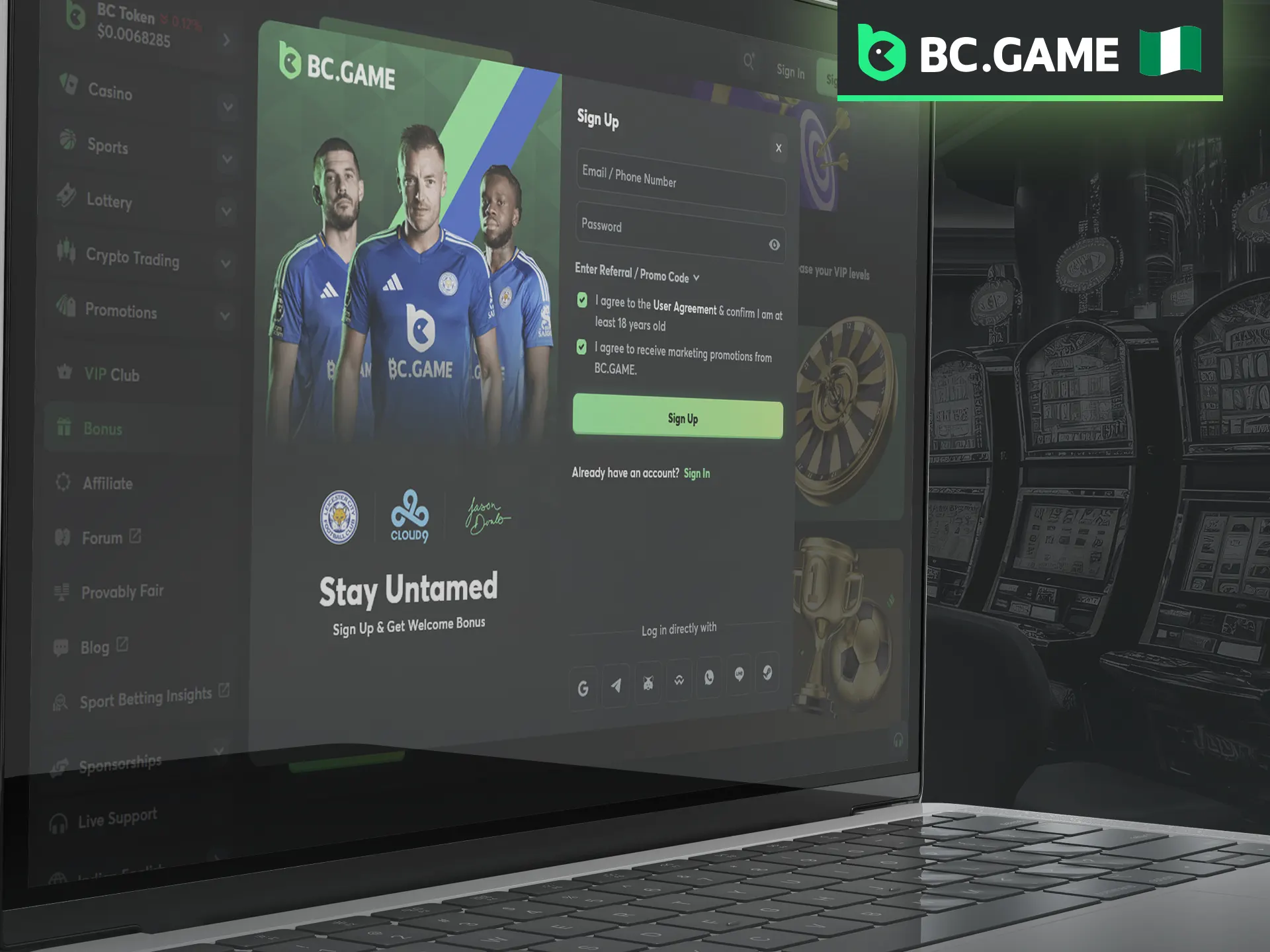 Your first step toward playing Keno is completing the registration process at BC Game.