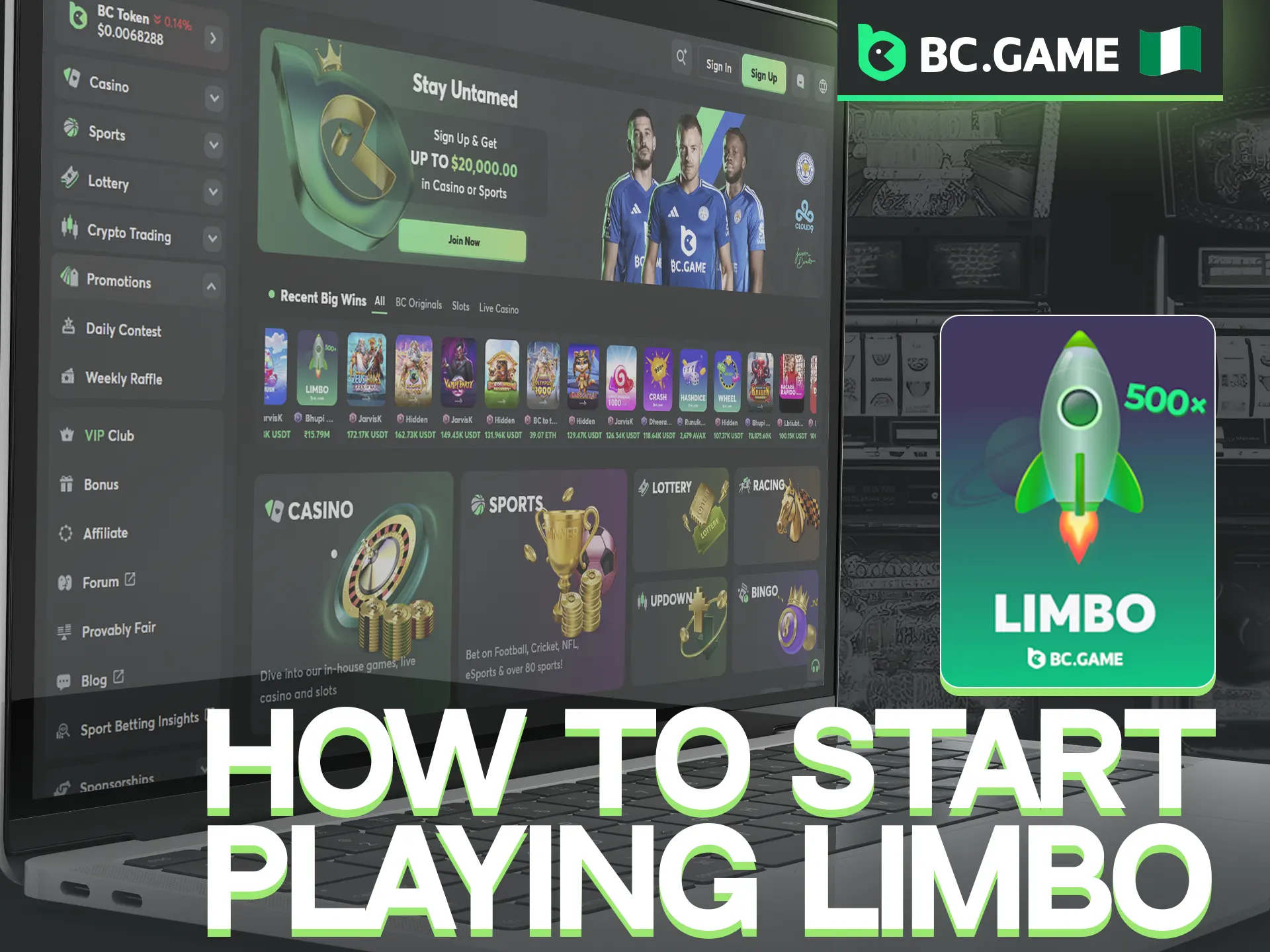Launching Limbo on the BC Game website is a quick and simple process.