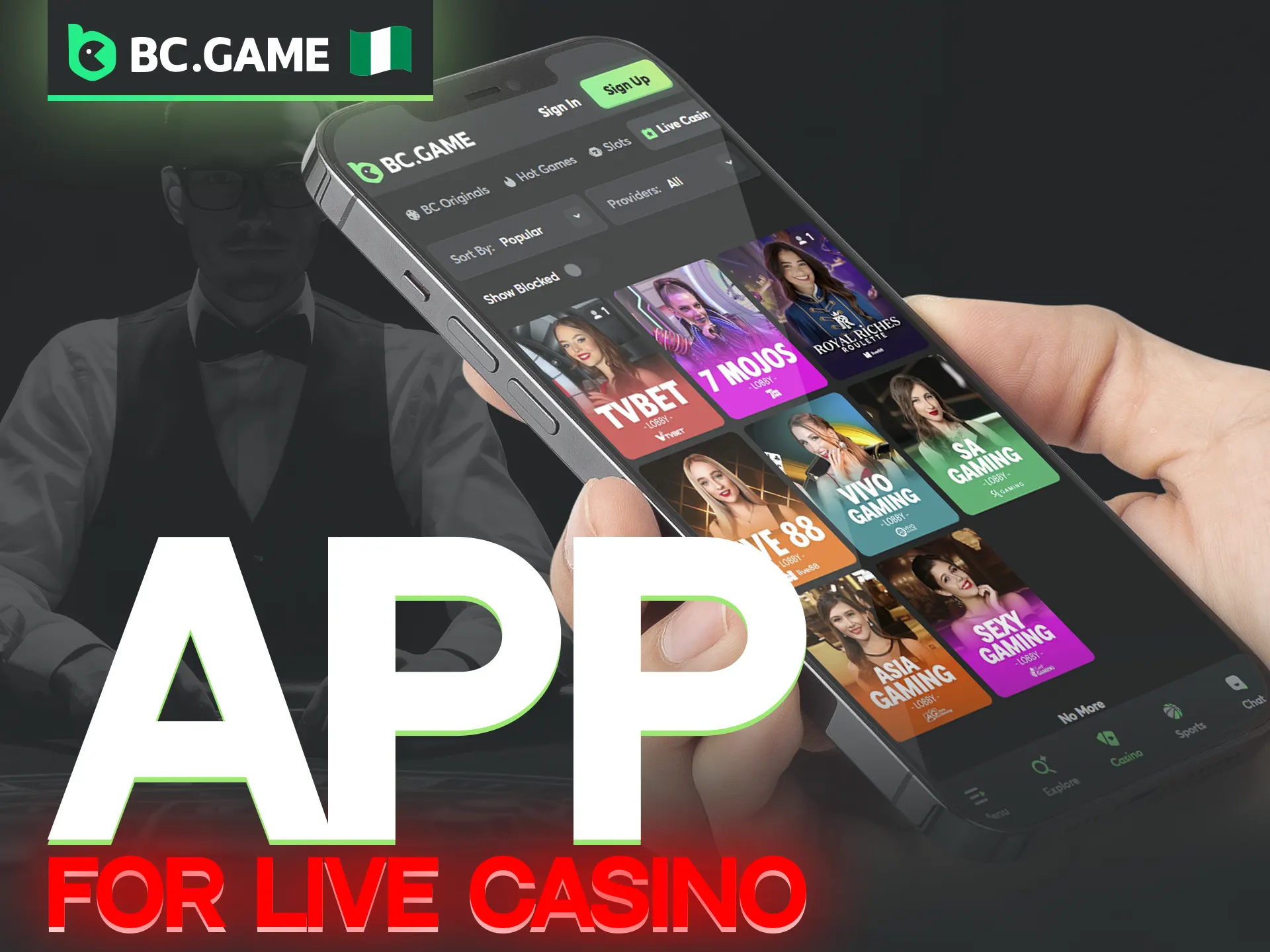 BC Game provides a seamless mobile experience for live casino enthusiasts.