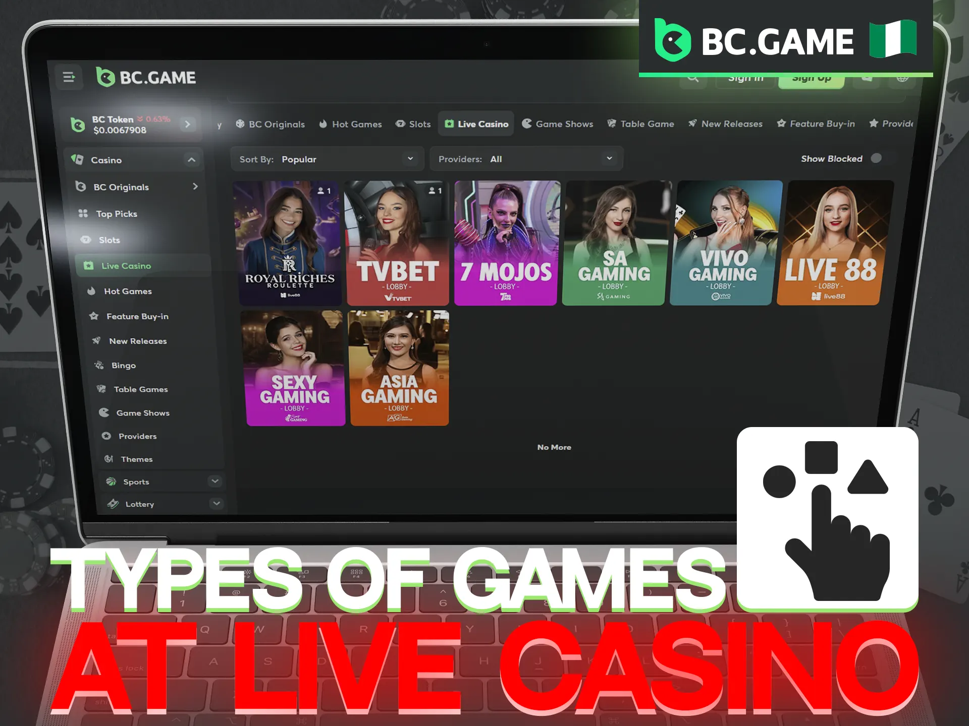 A vast array of live dealer experiences are available at BC Game.