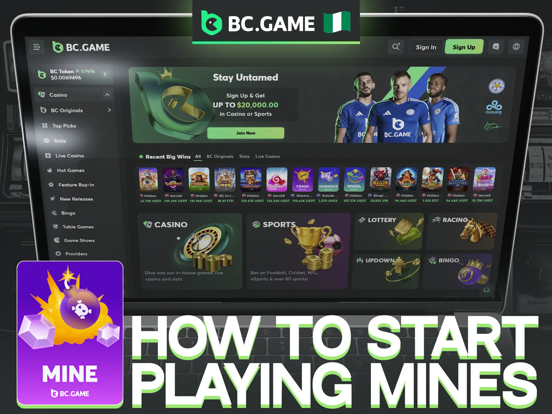 Launching a game of Mines at BC Game is quick and easy.