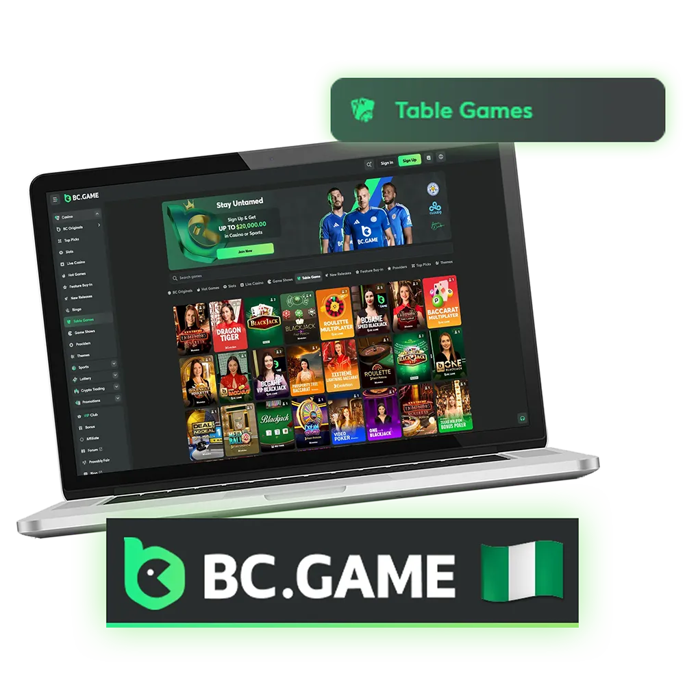 The casino's table games library at BC Game is extensive and diverse.