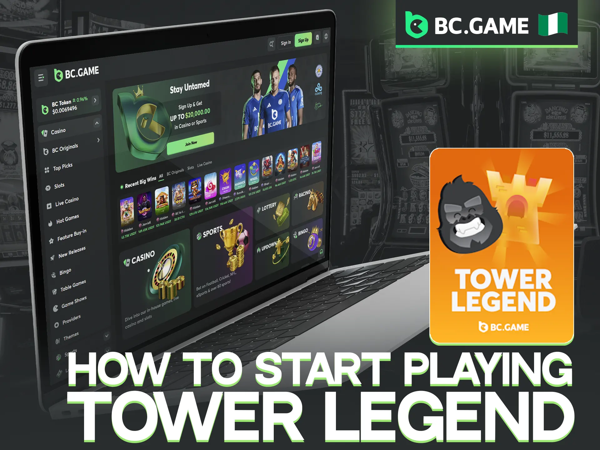 Starting your Tower Legend experience at BC Game is quick and easy.