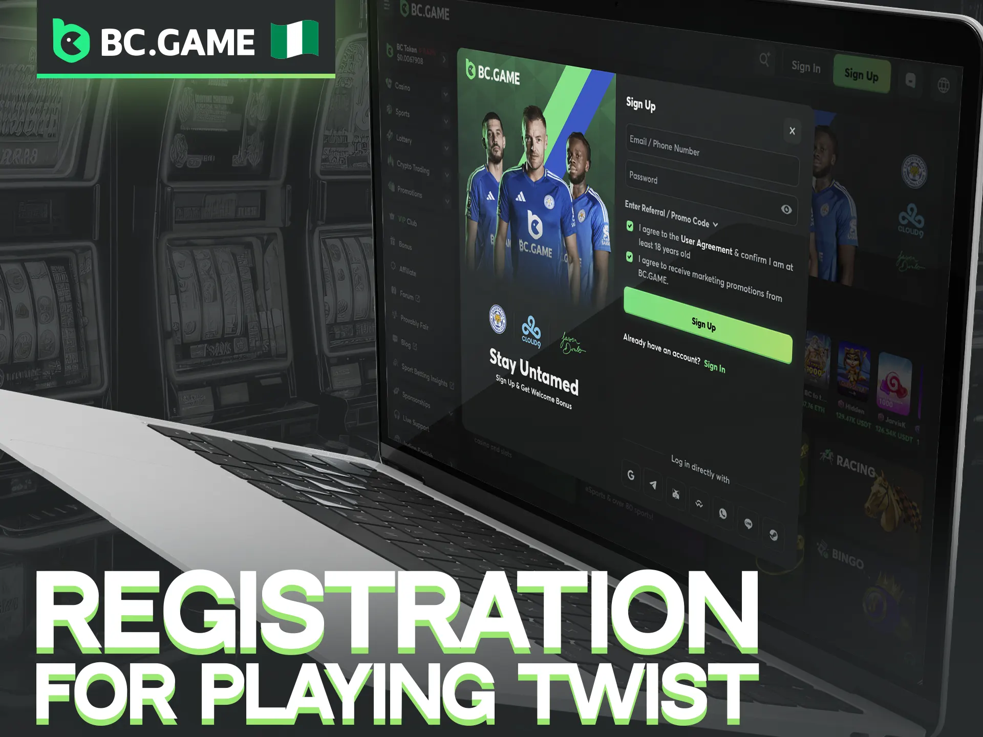 Signing up for an account is the first step to getting into BC Game Twist.
