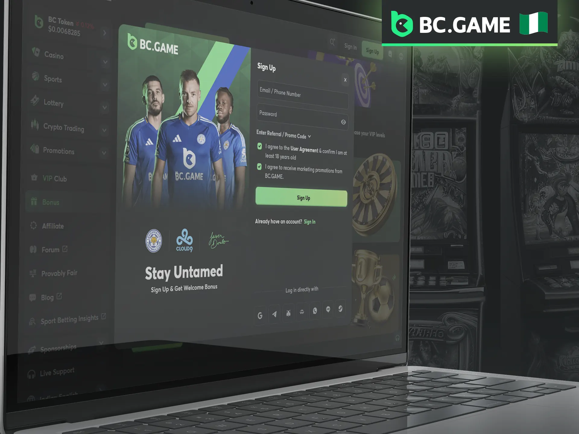 An active account is required to access the Wheel game at BC Game.
