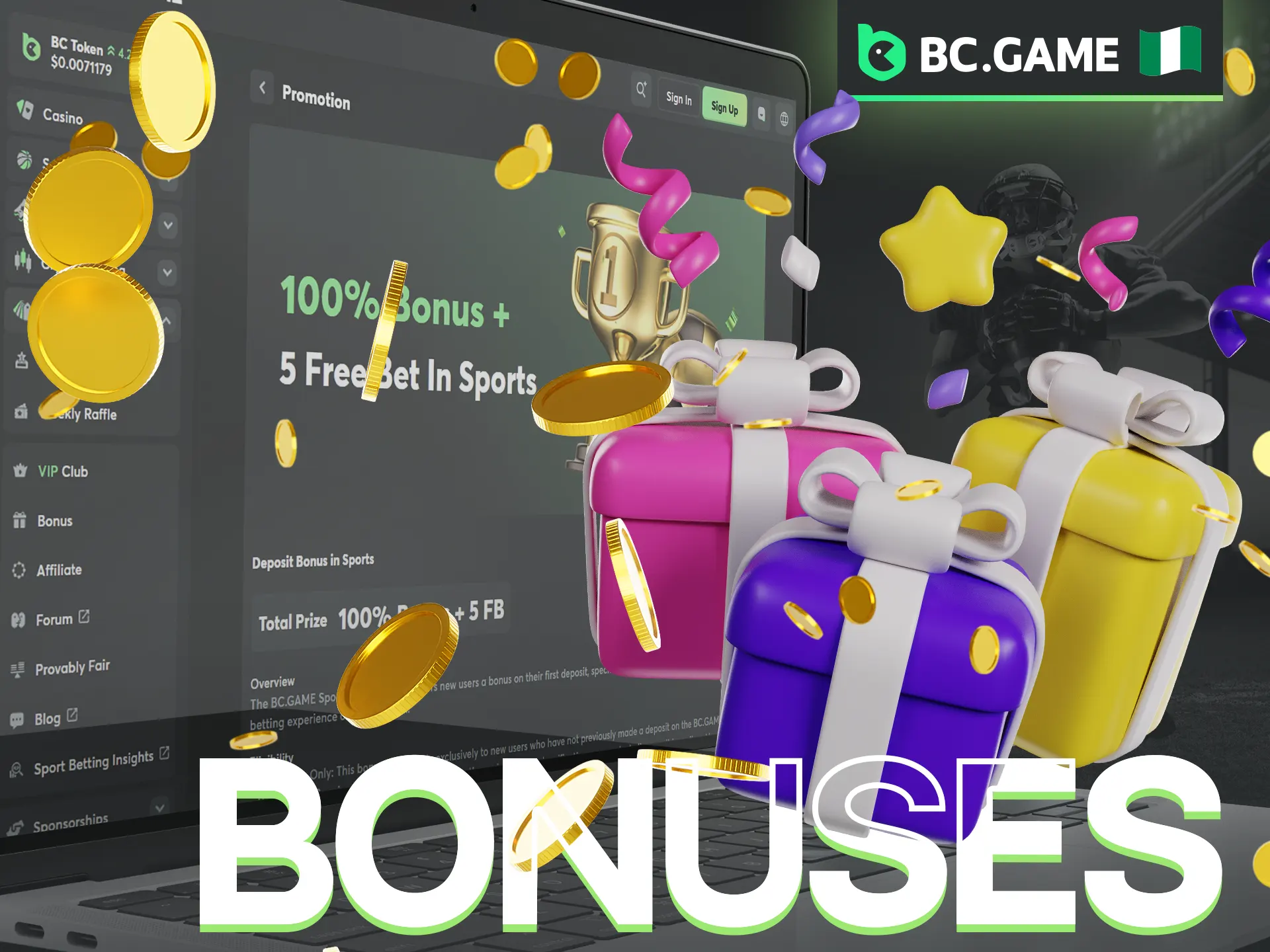 Claim your American Football betting bonuses at BC Game now.