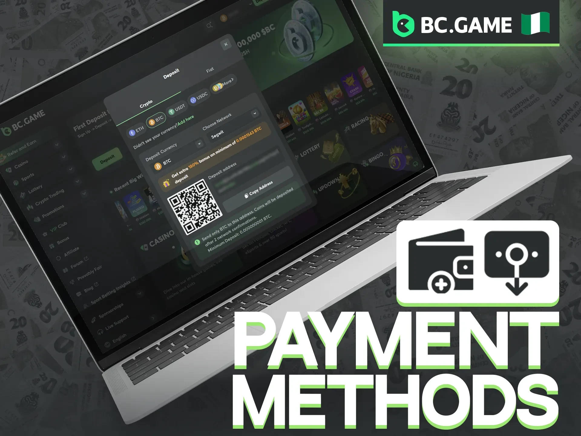 BC Game supports a variety of flexible payment gateways.