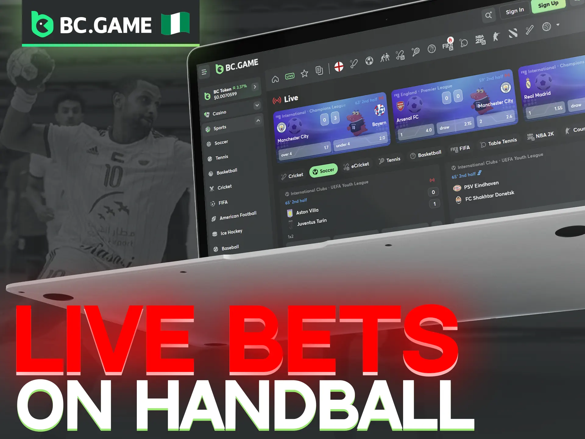 Experience the thrill of real-time handball wagering at BC Game.