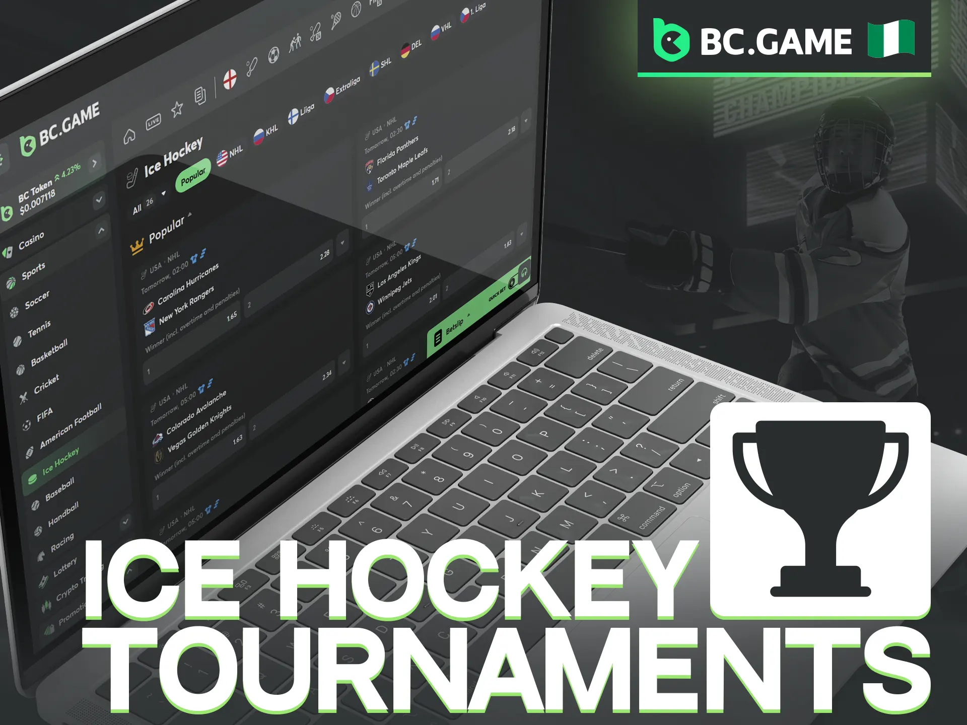 Explore a wide variety of ice hockey championships at BC Game.