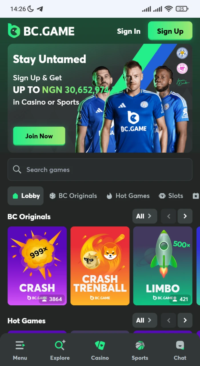 Take the casino with you wherever you go using the BC Game app.