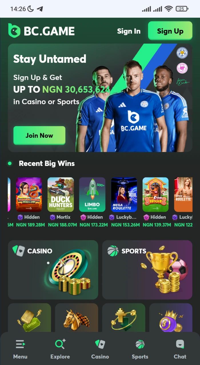 Experience the ease and comfort of the BC Game mobile platform.