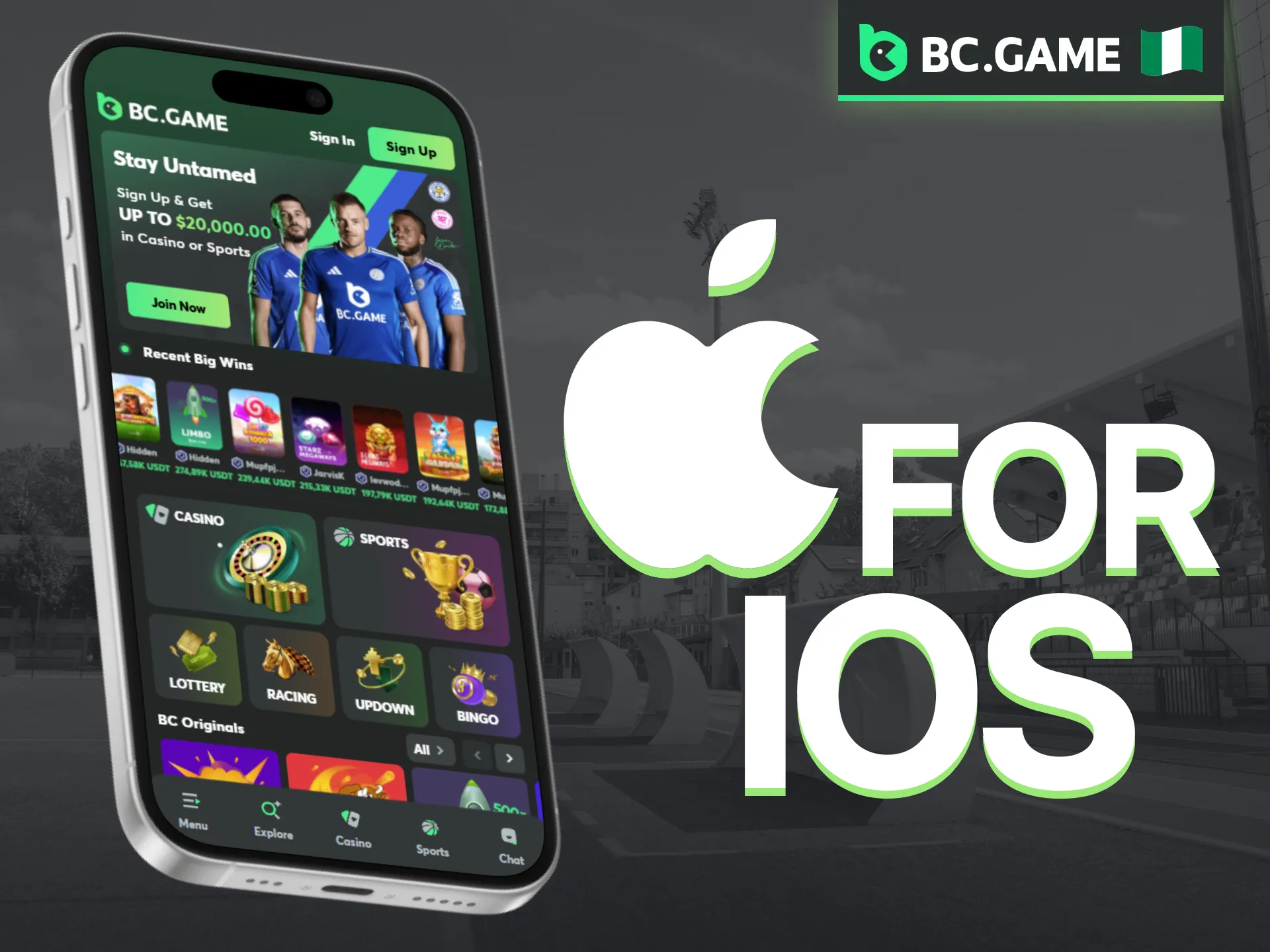Get the BC Game iOS experience for smooth, uninterrupted gameplay across Nigeria.