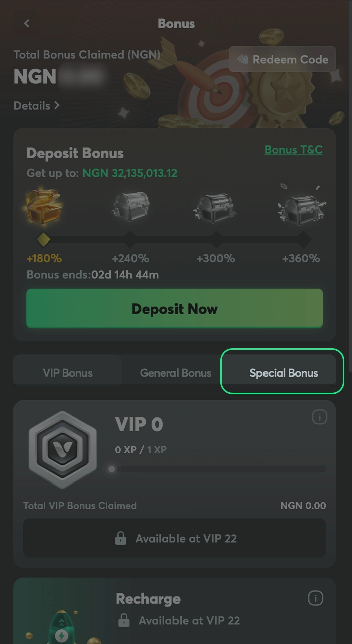 Instructions on how to claim and access your rewards after submitting the code to BC Game.