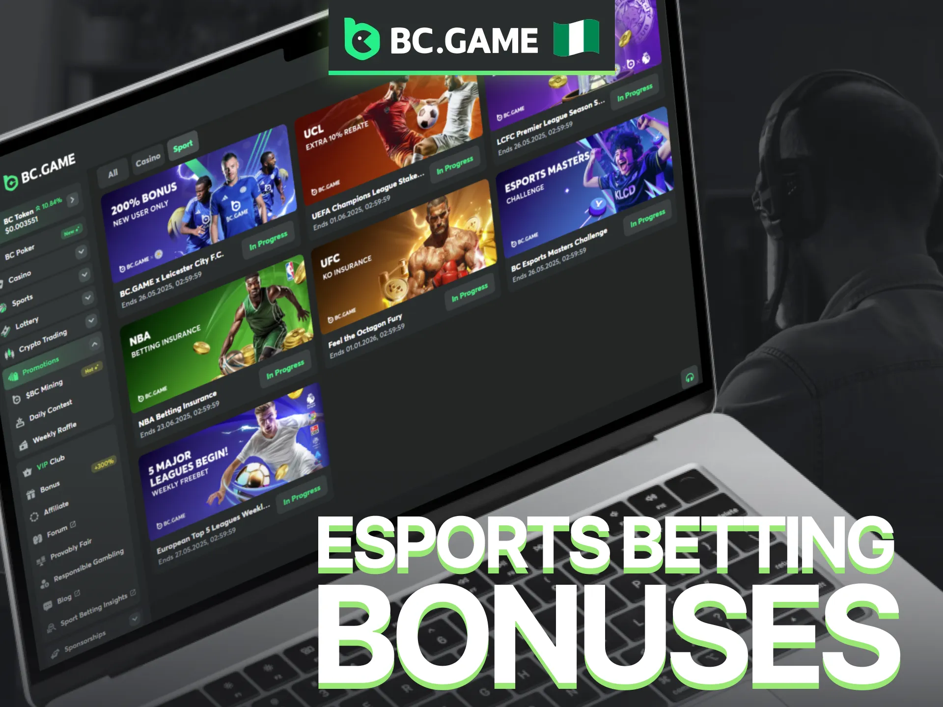 Discover the best eSports betting bonuses available with BC Game in Nigeria.