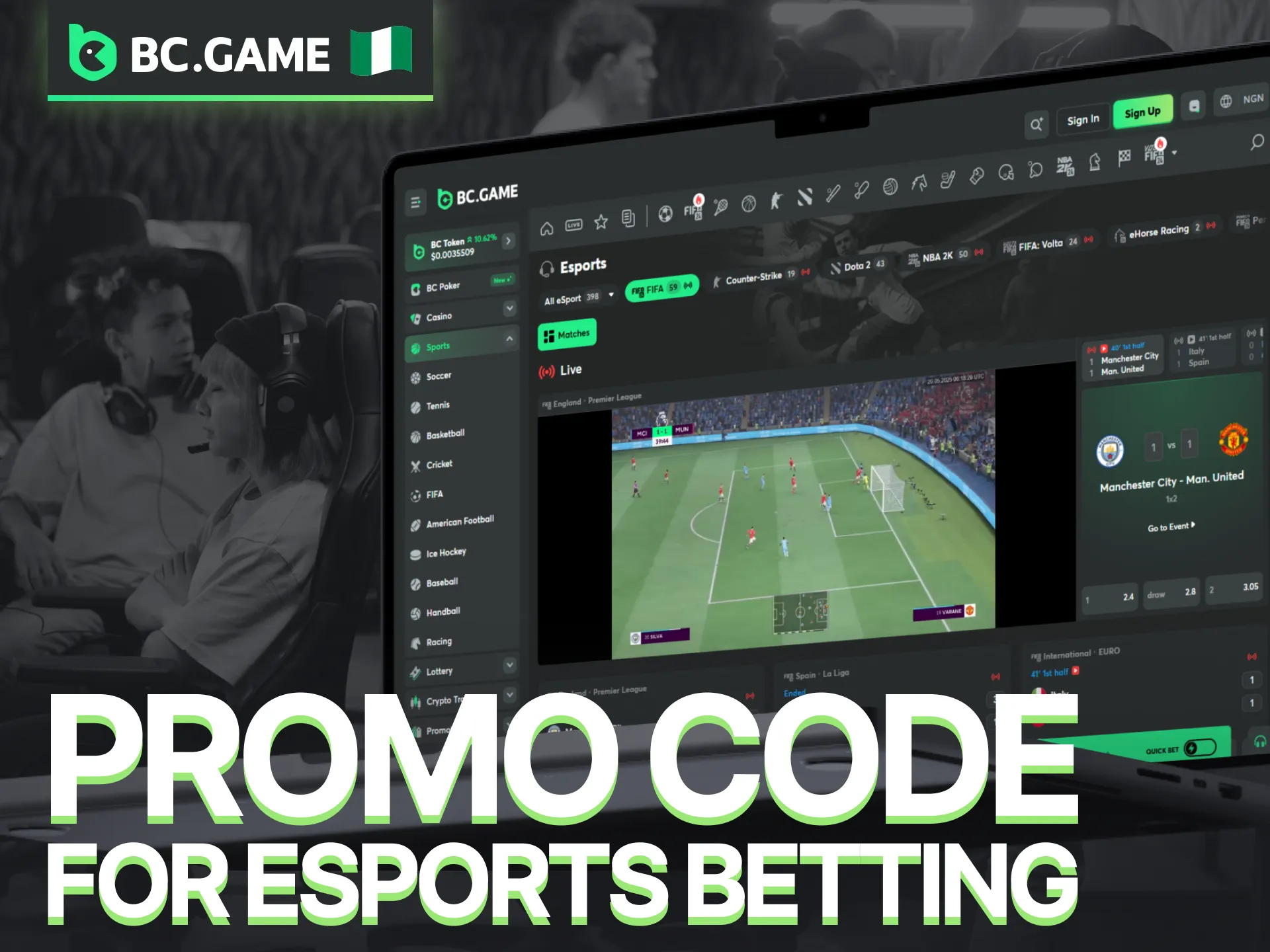 Unlock exclusive eSports offers by applying a BC Game promo code.
