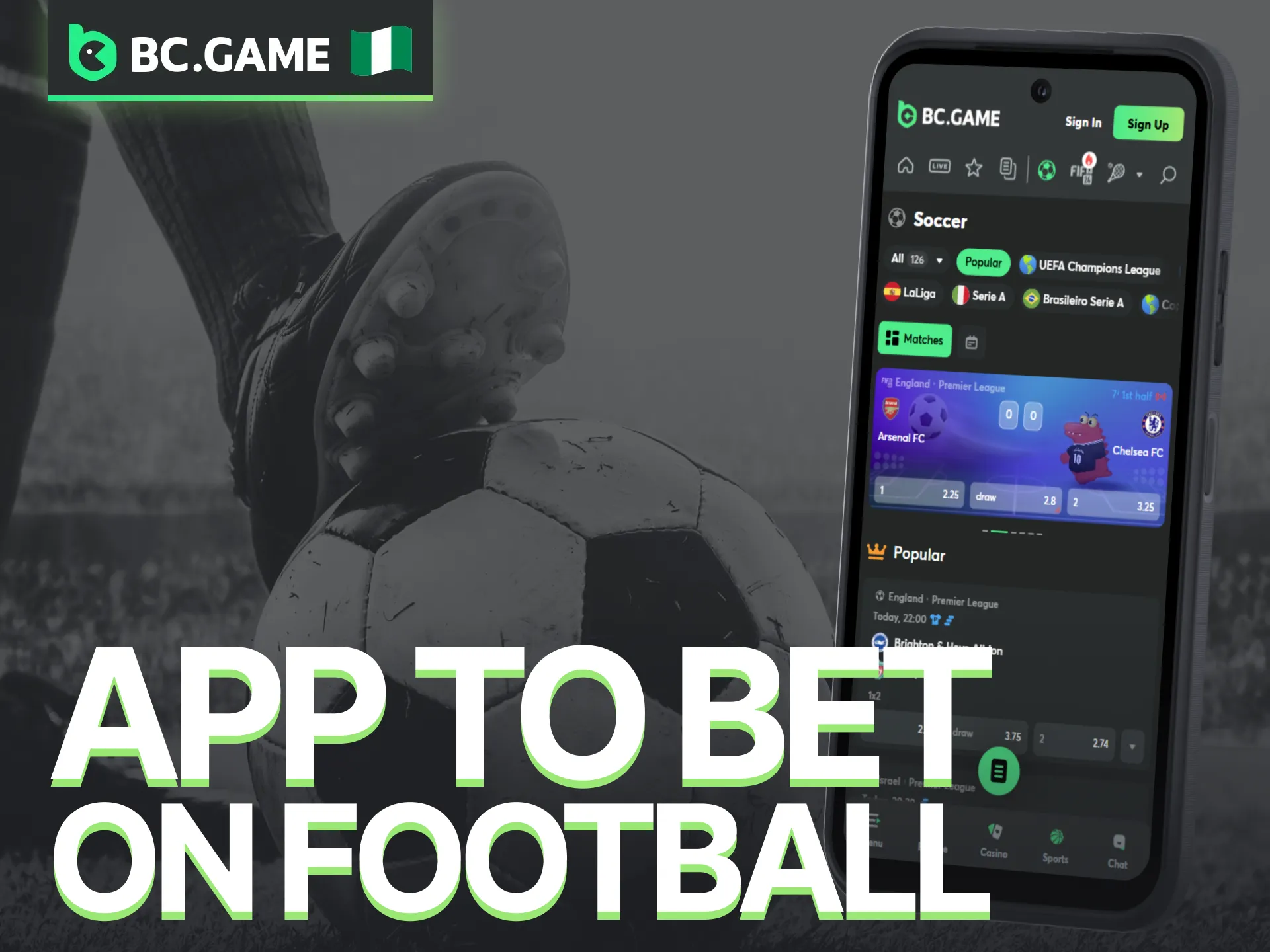 Enjoy a seamless football betting experience in Nigeria by using the BC Game app.