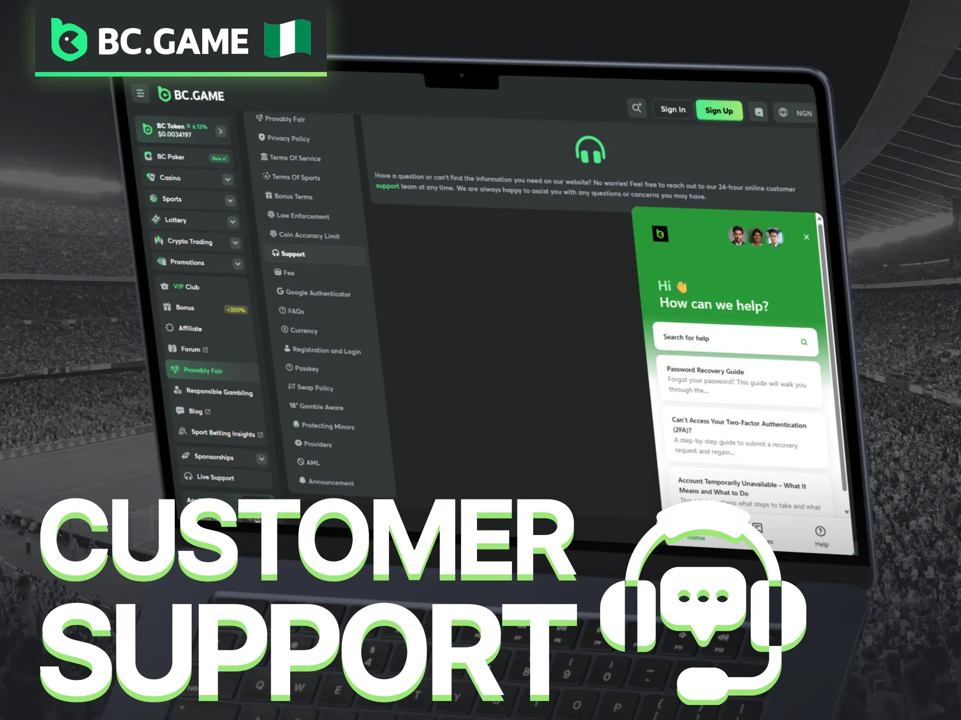 The BC Game service team is always available to resolve any account-related difficulties.