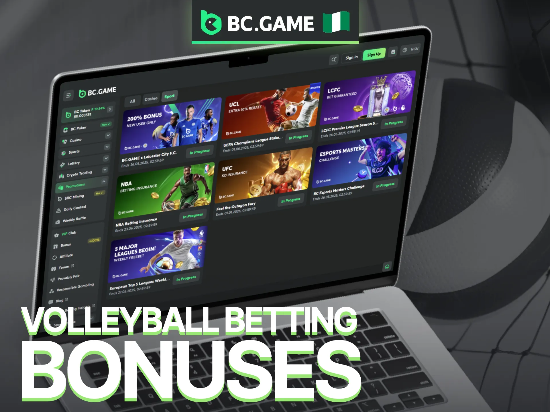 Take advantage of the exclusive welcome bonuses available for volleyball fans at BC Game Nigeria.