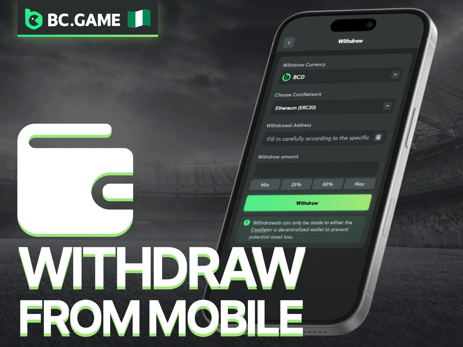 Managing your withdrawals on the go via BC Game's mobile interface is simple and efficient.