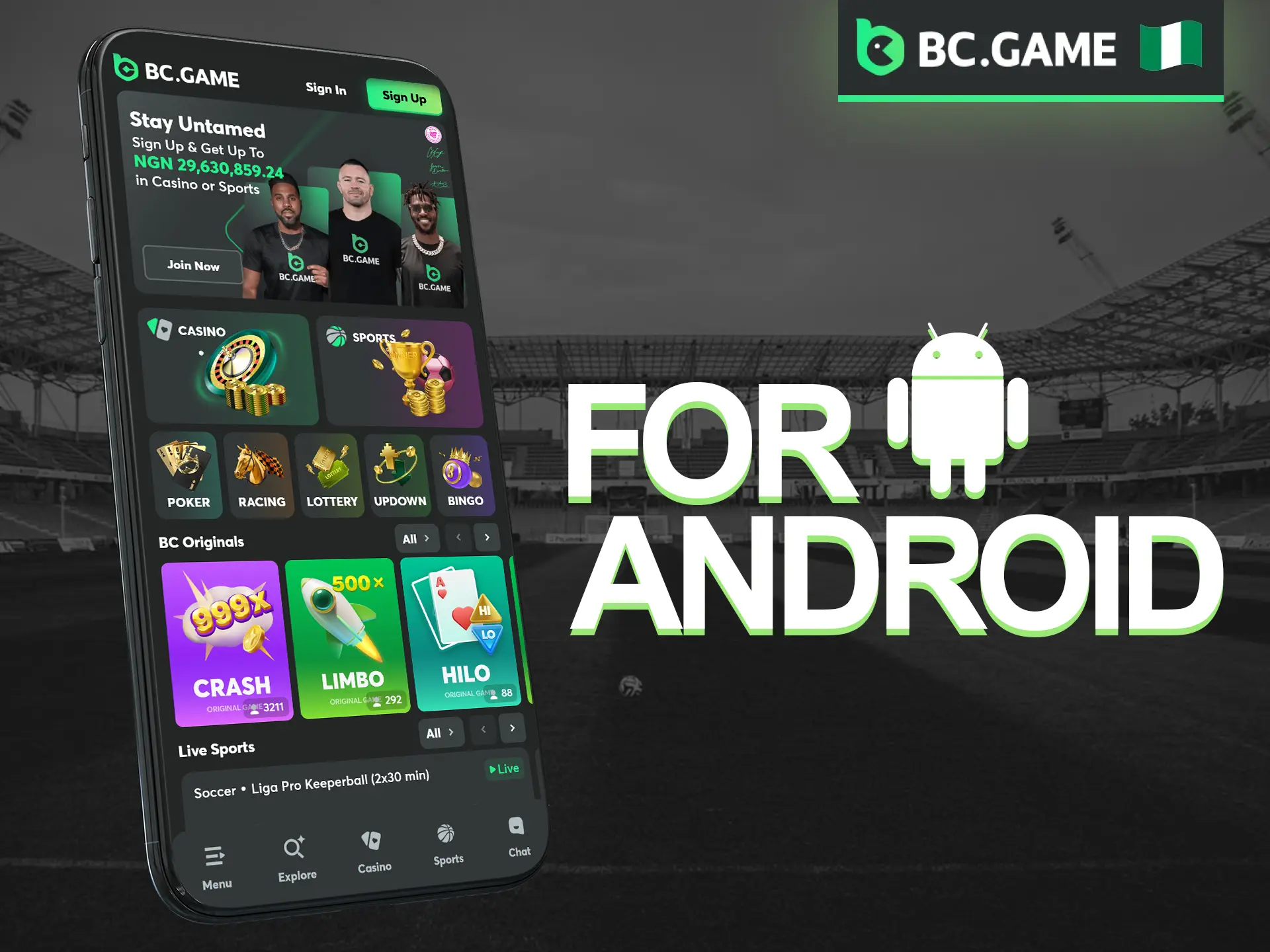 Enjoy a smoother experience by using the BC Game PWA on your Android device.
