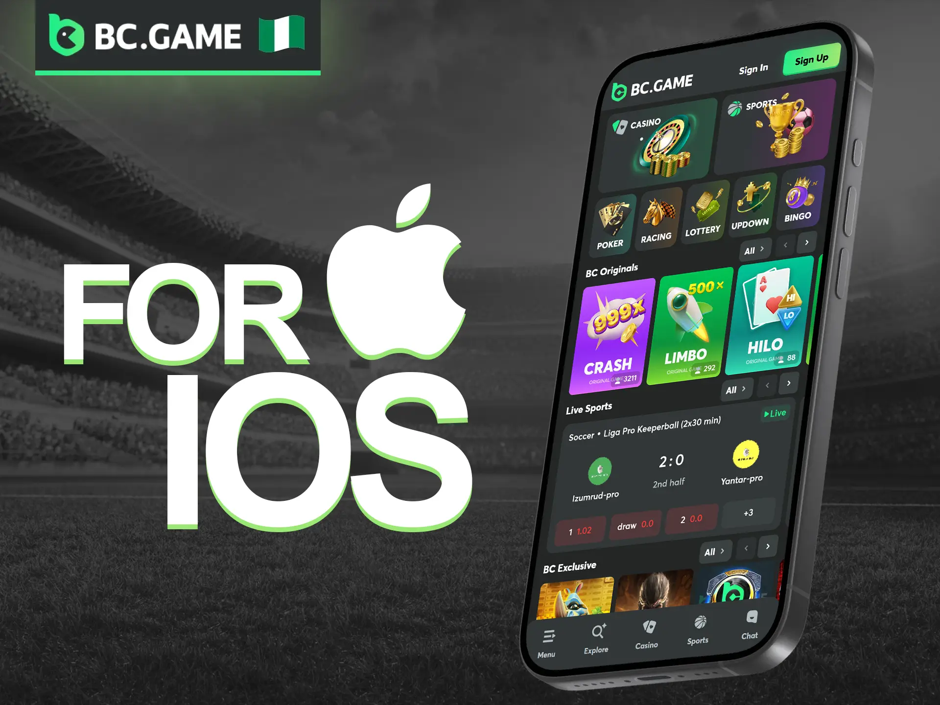 Get the BC Game PWA on your iOS device simply by using the Safari browser.