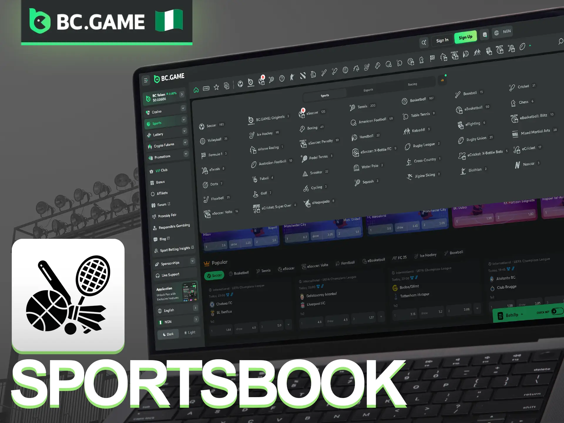 BC Game provides an expansive library of sports, ensuring there's plenty of variety for every bettor.