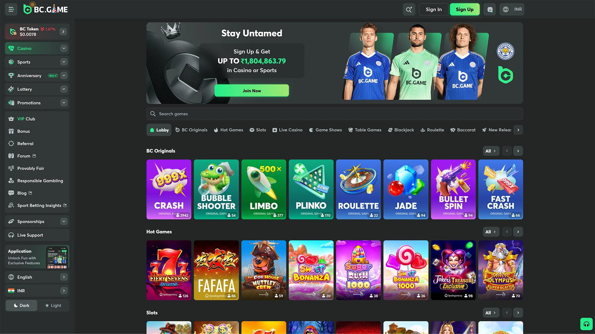 Access the full desktop platform by visiting the official BC Game website on your computer.