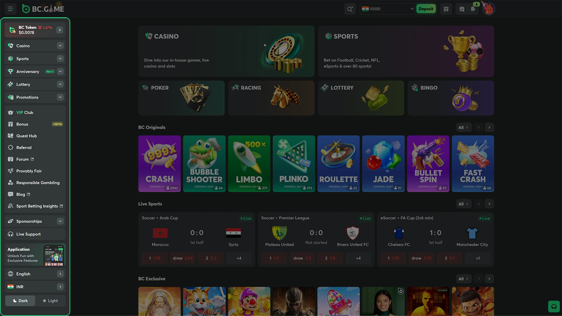 For the most stable experience, use a desktop browser to navigate BC Game.
