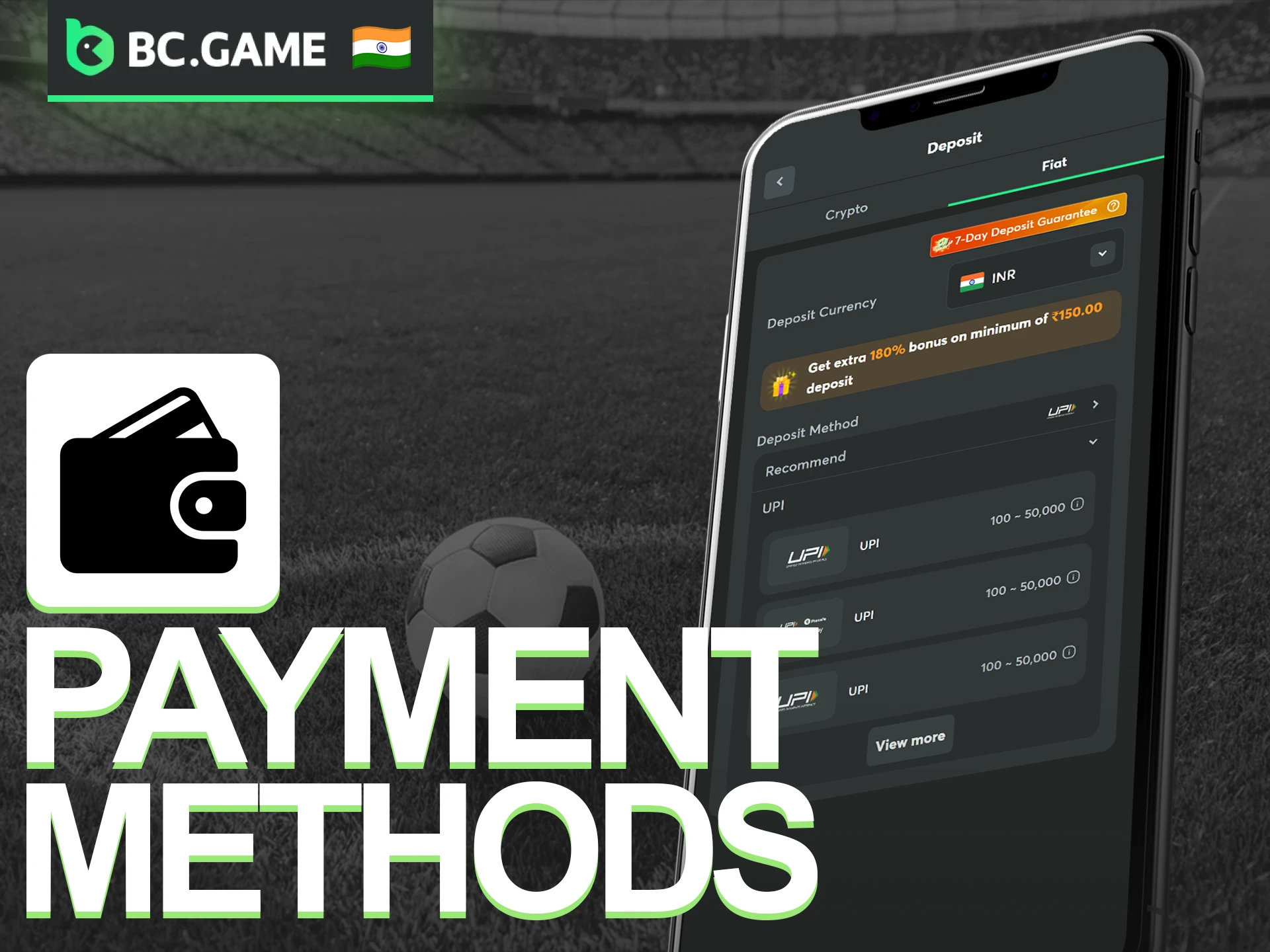 Enjoy quick and secure deposits using the integrated payment tools in the BC Game app.