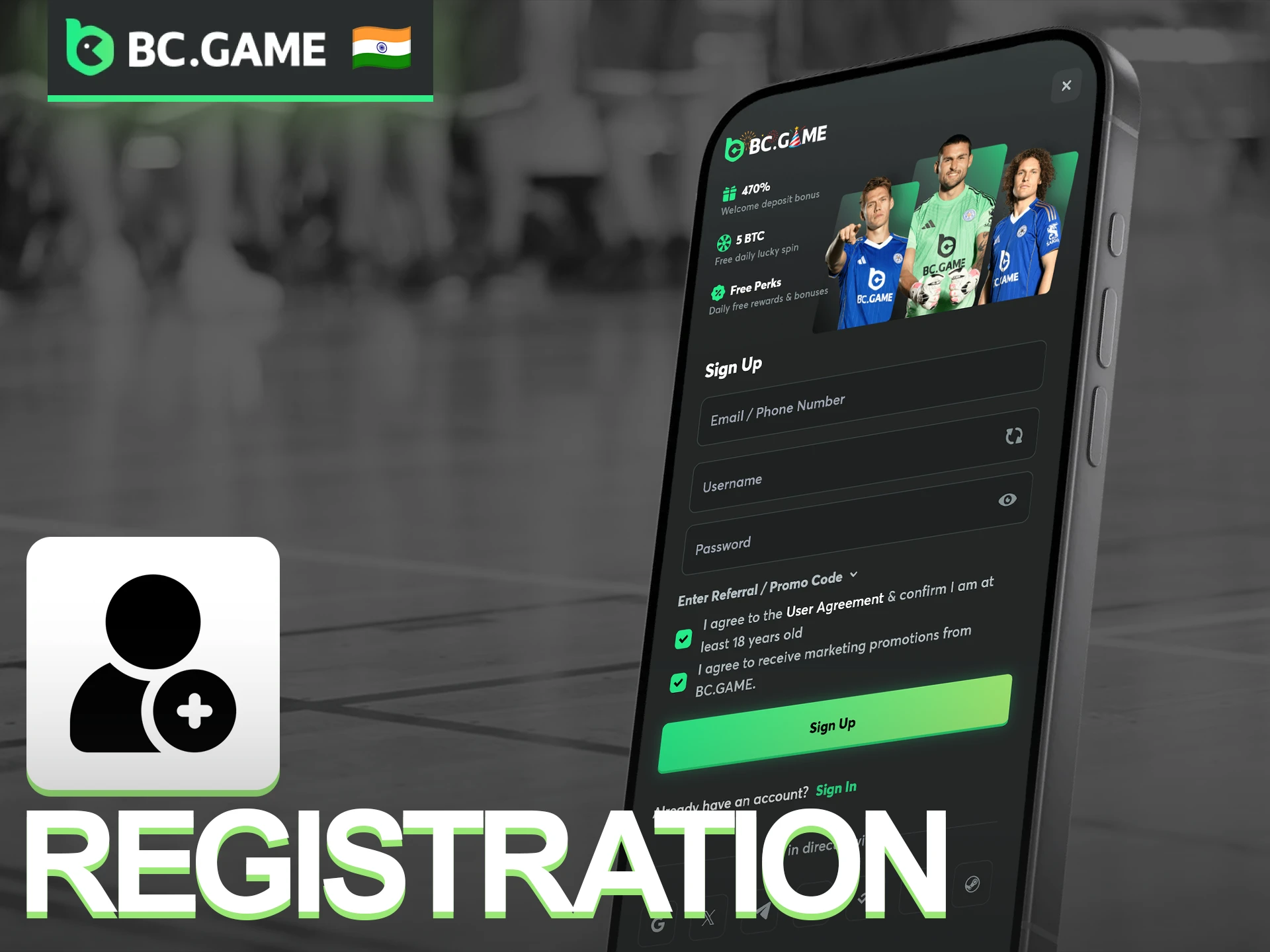 Register via the BC Game app to join one of India's top gaming communities.