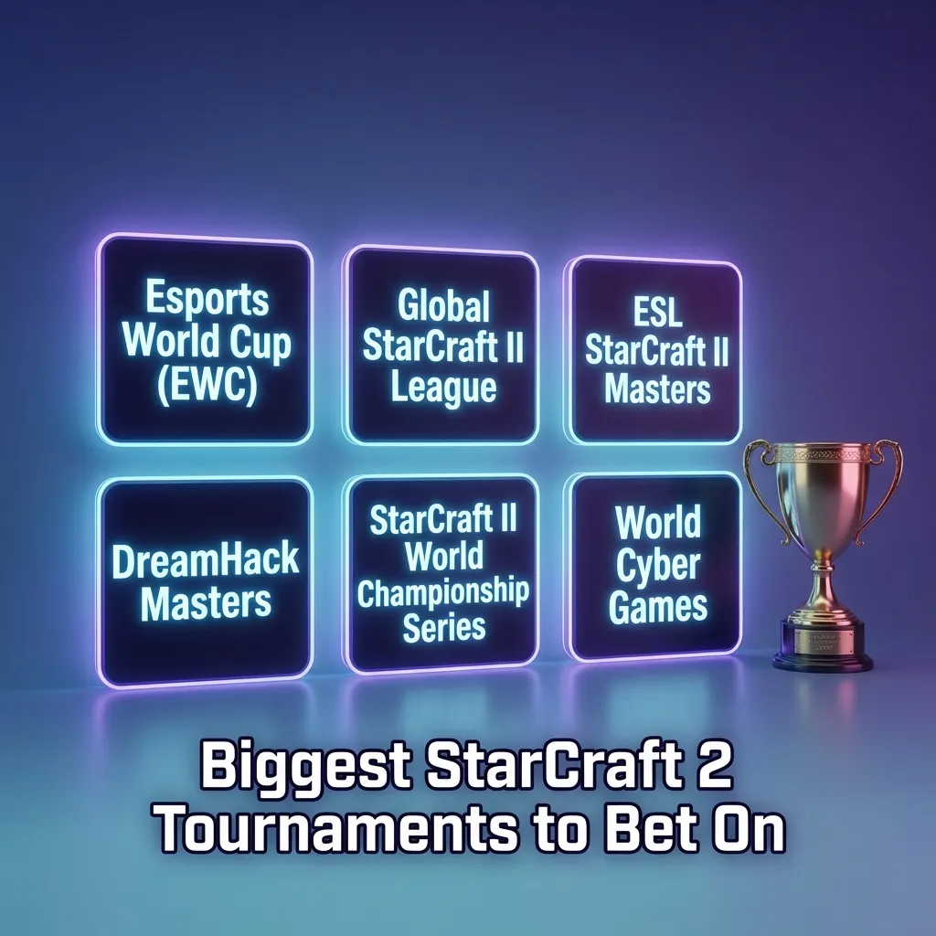 A cinematic shot of a professional StarCraft 2 stage with players competing in front of a roaring crowd.