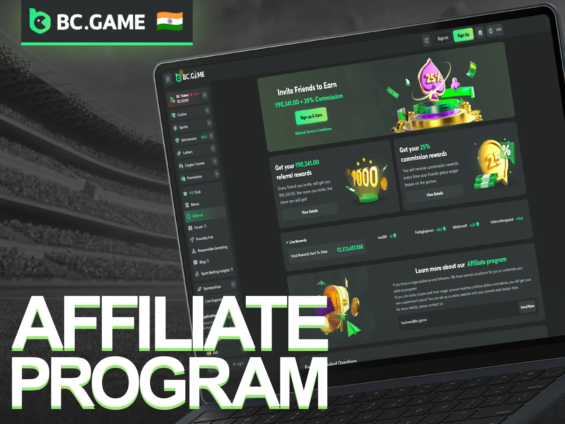Become a BC Game partner through our affiliate program and start earning commissions by growing our community.