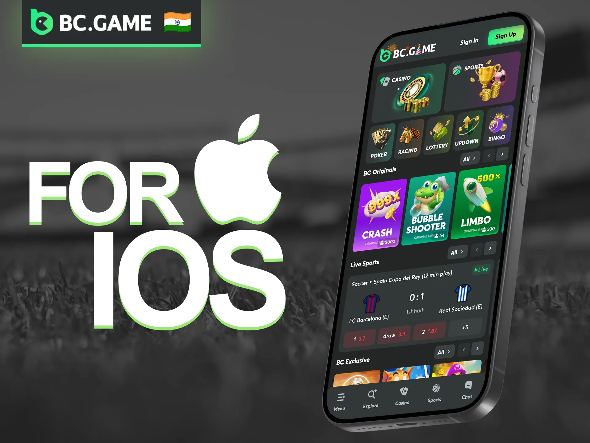 Add the BC Game app to your iOS device for a fluid and uninterrupted gaming experience.