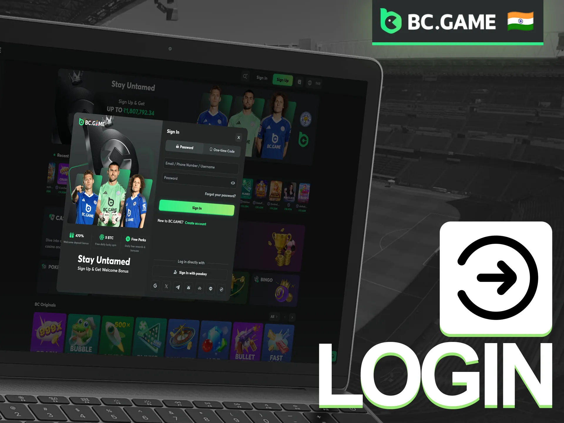 You're in! Now you can manage your balance and place your bets.
