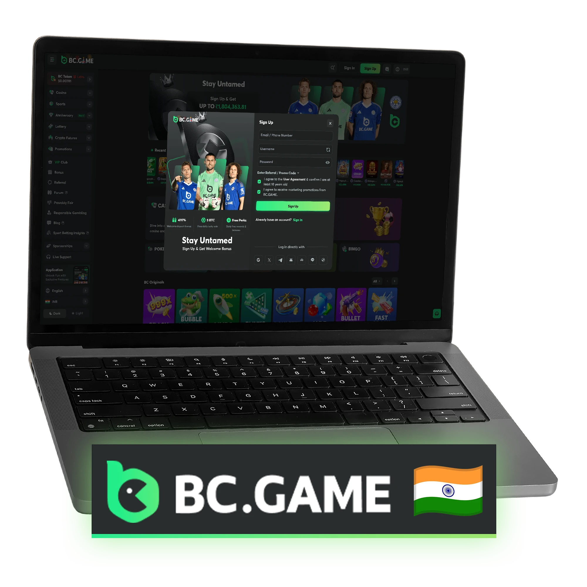 Sign up and log in through the official BC Game portal to enjoy all our premium gaming features.